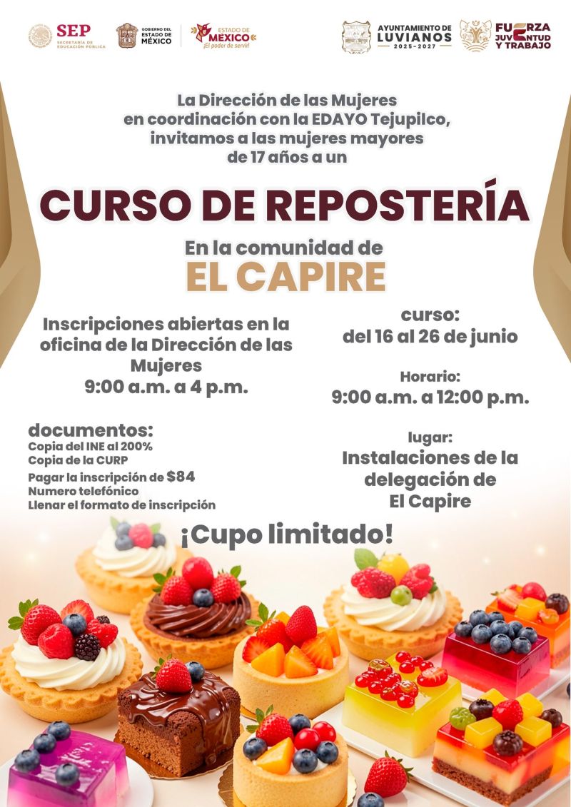 ¡Aprende y emprende con nuestro Curso de Repostería!